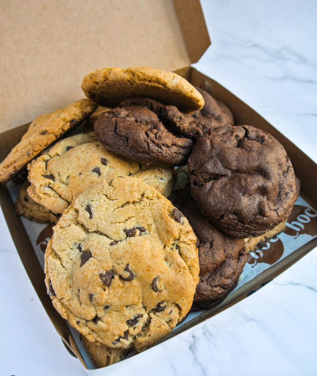 alt="Warm chocolate chip and double chocolate cookies for corporate catering and family events - fresh baked treats delivered to Silicon Valley offices and celebrations in Santa Clara"